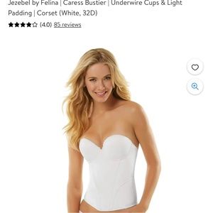 NEW Sexy Jezebel by Felina Women Bustier Underwired Cup 32D White